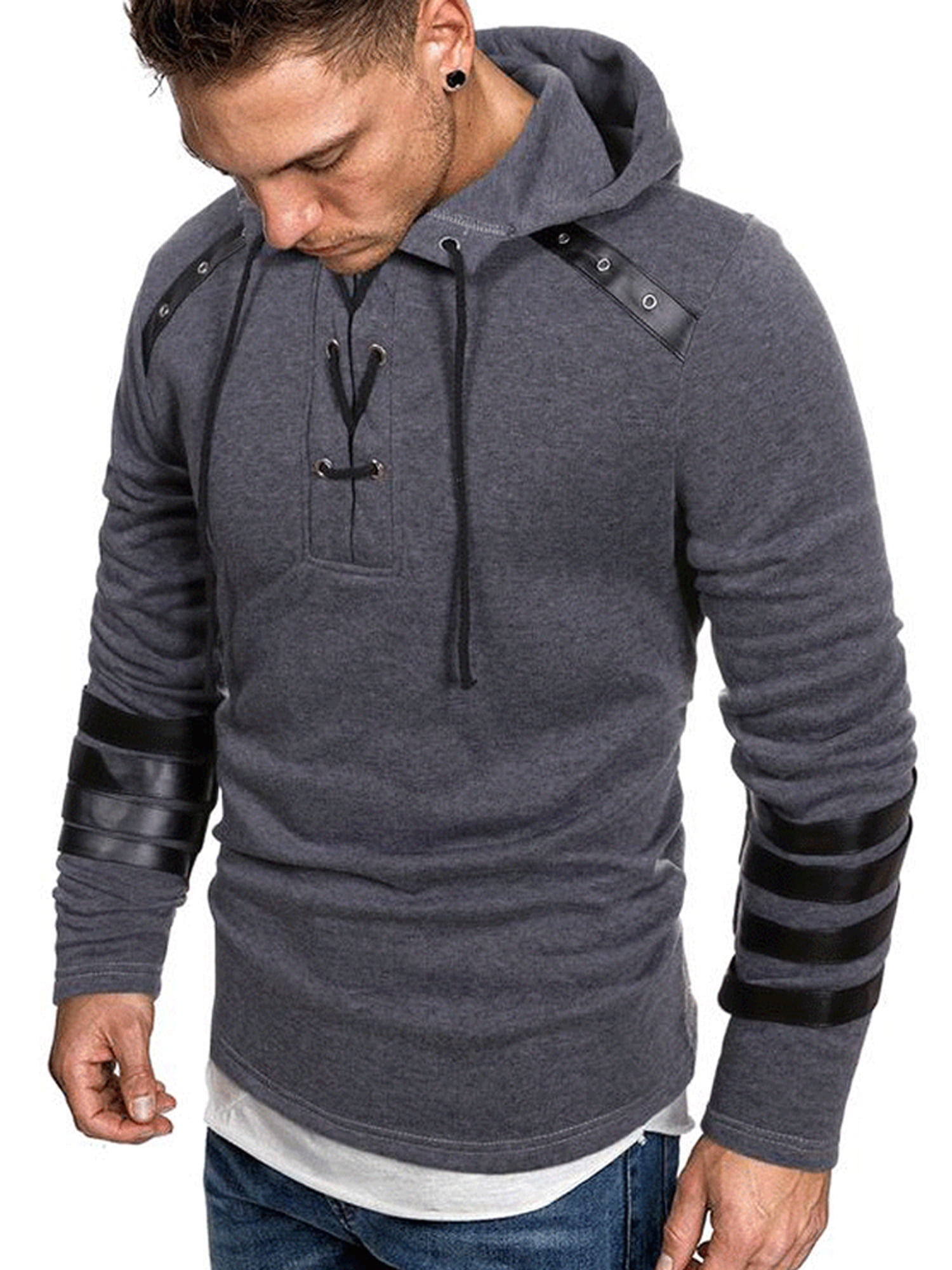 mens lace up sweatshirt