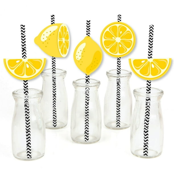 So Fresh Lemon Paper Straw Decor Citrus Lemonade Party Striped