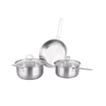 thumbnail image 1 of Cocina Inducción Cacerolas Y Sarten Acero Inoxidable 3pcs Plata, 1 of 4