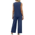 thumbnail image 3 of Dvprdro 2 Piece Outfit Sets for Women Summer Vacation 2025 Summer Sleeveless V Neck Tops and Sweatpants Sets Spring Active Tracksuit Lounge Sets Navy Sizes M, 3 of 5