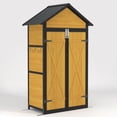 thumbnail image 5 of YIYADO 69-Inch Outdoor Weatherproof Wooden Storage Shed with Waterproof Roof, Lockable Doors, Removable Shelves, Foldable Table & Hooks - Garden Tool Cabinet for Yard & Patio, 5 of 6