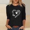 thumbnail image 2 of mihongmao Valentine T Shirt for Women Round Neck Women's Valentine's Day Printed 3/4 Sleeve Fashionable Round Neck Black XL, 2 of 4