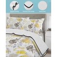 thumbnail image 4 of Yellow Grey Botanical Twin XL Size Down Alternative Comforter, Lightweight Comforter Quilt Bedding Set with Pillow Shams Spring Floral Watercolor All Seasons Bed Comforter Duvet Insert 68"x98", 4 of 7