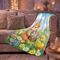 thumbnail image 6 of Whimsical Easter Bunny Colorful Eggs Duckling Spring Garden, Playful Woodland Scene, Warm Flannel Blanket for Sunroom and Reading Nook, Wildlife Lovers Easter Gift, Festive Home Decor, 6 of 9