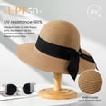 thumbnail image 2 of Sombrero de playa Pleneal para mujer con protección UV UPF 50+, paja, 2 of 9