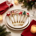 thumbnail image 5 of 6 Pack Christmas fork Set, Christmas Stainless Steel Dessert Coffee Tea fork, Holiday Party Tableware, Figurine Design - Gold, 5 of 6