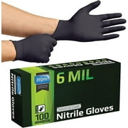 Inspire Nitrile Gloves, HEAVY DUTY 6 Mil Nitrile Disposable Gloves, Black, 100 Count, Size Large