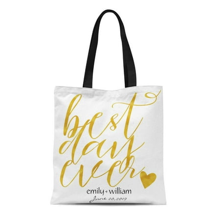 SIDONKU Canvas Tote Bag Rehearsal Best Day Ever Wedding Welcome Favor2 Dinner Engagement Reusable Handbag Shoulder Grocery Shopping