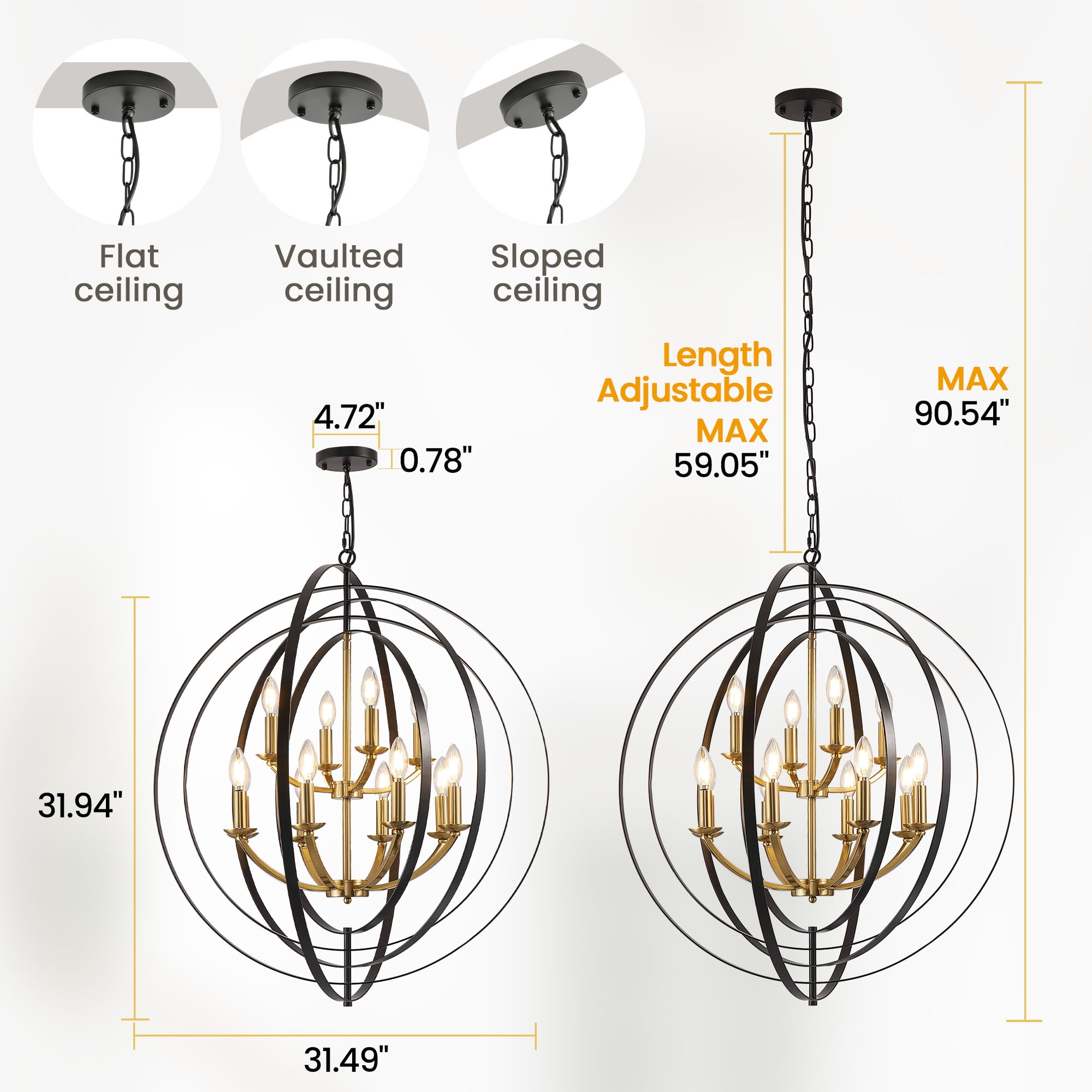 12 Light Chandelier,Industrial Ceiling Light Circle Light Fixtures with Farmhouse Adjustable Height Rustic Hanging Light E12 Base for Kitchen Island,Entryway,Indoor