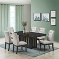thumbnail image 2 of Pilaster Designs Riley 7-piece Wood Pedestal Dining Set in Cappuccino/Silver, 2 of 6