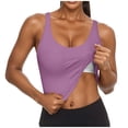 thumbnail image 3 of Nestiefly Racerback Crop Tank Tops for Women - U Neck Yoga Padded Longline Sports Bras Workout Light Purple 2XL, 3 of 7