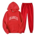 thumbnail image 1 of WEIYLL Ensembles pour Femmes Ensembles Assortis Chandails à Capuchon pour Couples Chandails Molletonnés Doublés Chandail à Enfiler Survêtement Rouge Automne Tenues de Sport, Taille P, 1 of 2