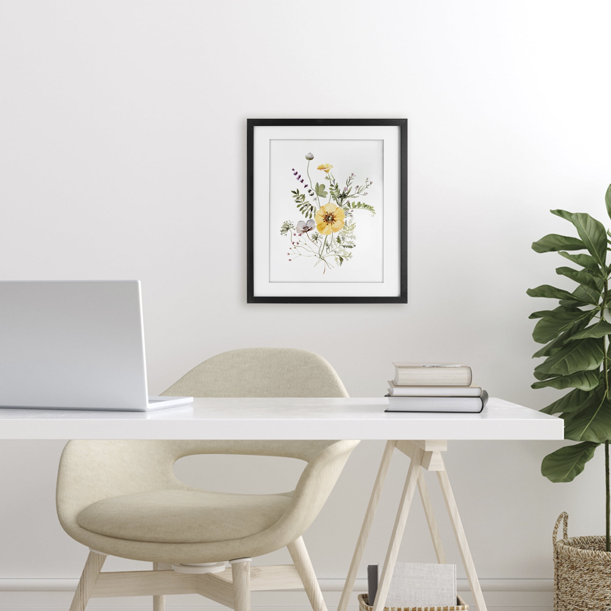Gardening Herb Blooms Black Framed Print Under Glass, design by Lettered and Lined
