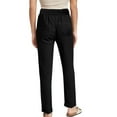 thumbnail image 3 of WIZUTIZ Womens Linen Pants Oversized Leisure Loose Wide Leg Trousers Elastic Spandex High Rise Slacks Pants Solid Drawstring with Pockets Slacks Pants Hiking Petite/Regular/Tall Black, 3 of 6