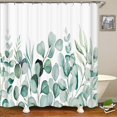 thumbnail image 4 of Sage Green Eucalyptus Shower Curtain, Watercolor Plant Leaf Shower Curtain Set, Botanical Shower Curtains for Bathroom, Waterproof Fabric with 12 Hooks, 72 x 72 Inches, 4 of 6