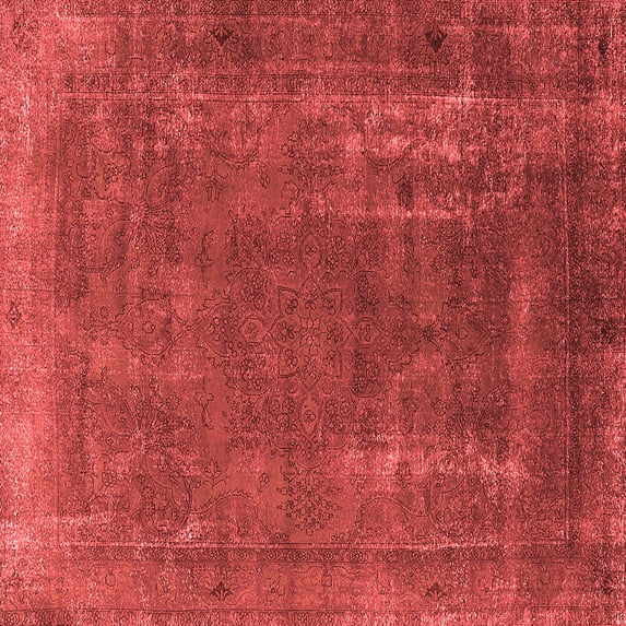 Ahgly Company Indoor Square Oriental Red Industrial Area Rugs, 7' Square