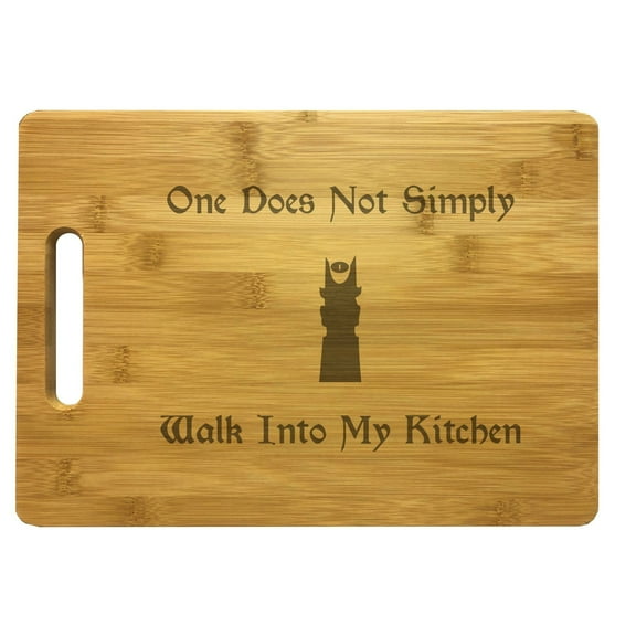 PrecisionNC Nerdy Gifts One Does Not Simply Walk Into My Kitchen Engraved Large Sized Natural Wood Cutting Board Bamboo