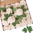 thumbnail image 1 of Flores artificiales rosas rojas, 25/50 unidades, rosas falsas de aspecto real con tallo para ramos de boda, centros de mesa, arreglos para fiestas, baby shower, decoraciones para el hogar, 1 of 6