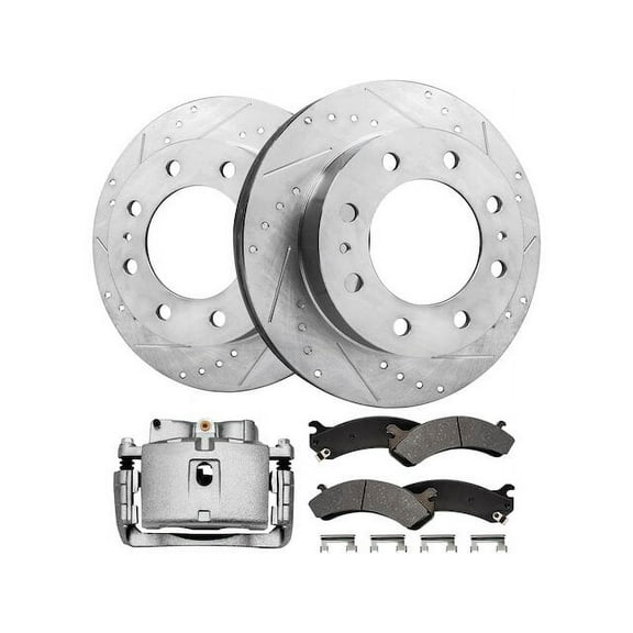 Front Brake Pad Rotor and Caliper Set - Compatible with 2001 - 2010 Chevy Silverado 2500 HD 2002 2003 2004 2005 2006 2007 2008 2009