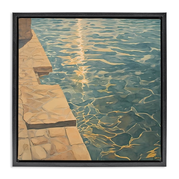 Stupell Industries Sunlit Pool Reflection Black Framed Floater Canvas Wall Art design by Walker Noble, 18 x 18