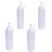 Pack of 4 Plastic Mini Squeeze Bottles with Caps, Ketchup BBQ Sauce Dispensing Bottles