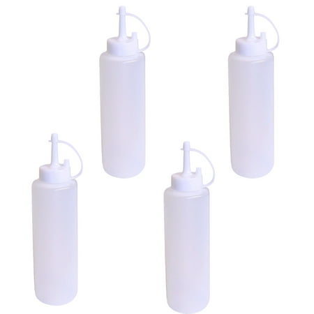Pack of 4 Plastic Mini Squeeze Bottles with Caps, Ketchup BBQ Sauce Dispensing Bottles