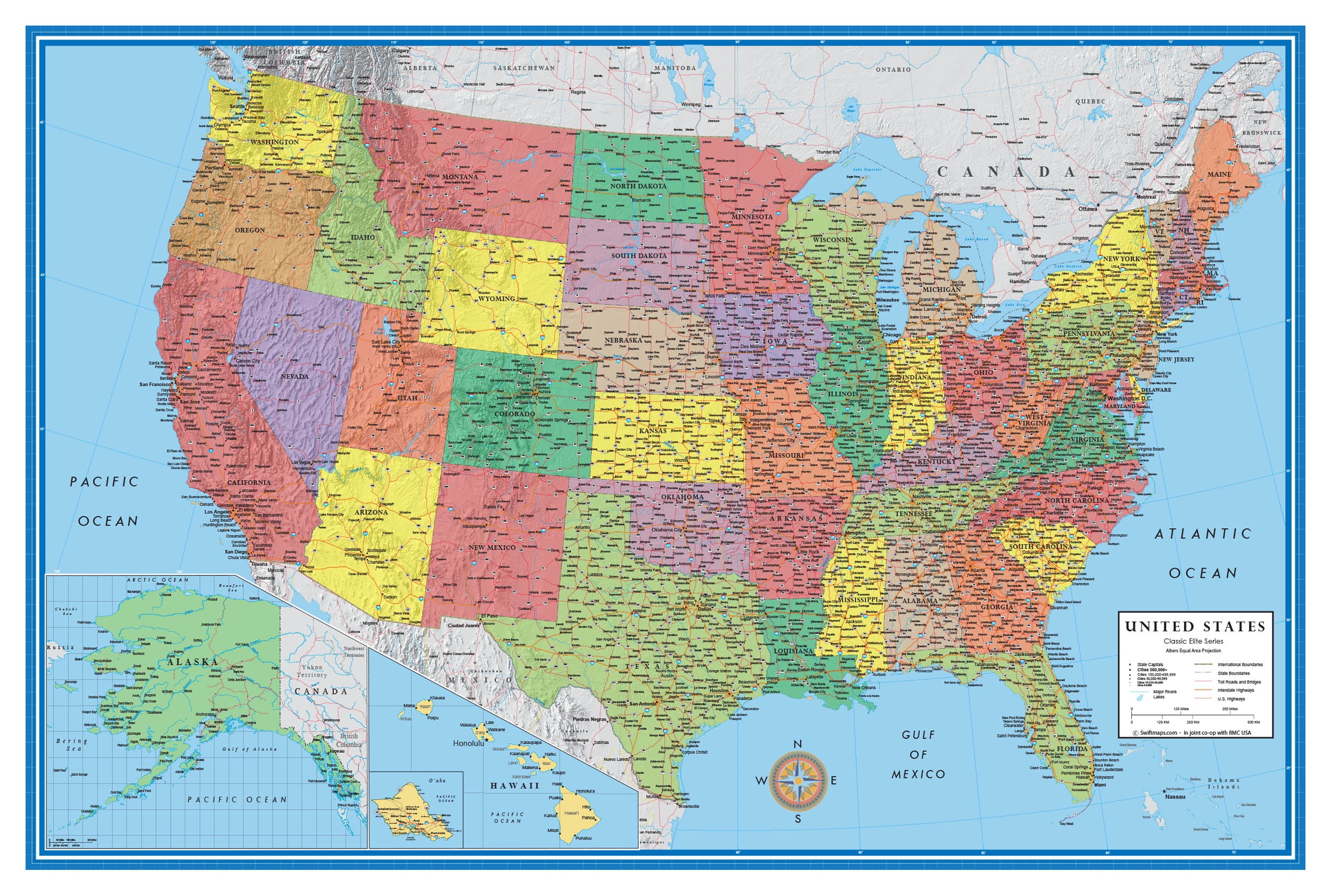 13" x 18" Laminated by American Geographics 5-Map Pack US and World Desk Map 