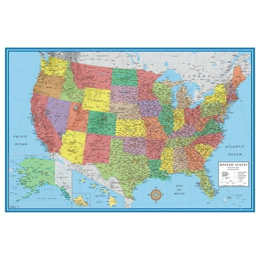 24x36 United States, USA Classic Elite Wall Map Mural Poster - Walmart.com