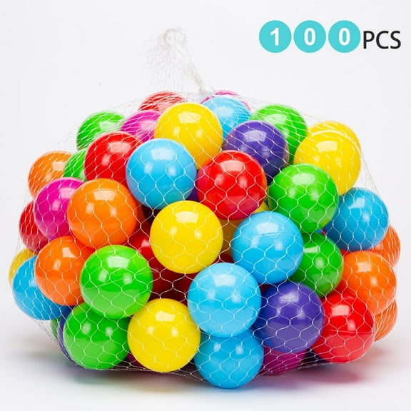 Toiyjofe 100PCS Ball Pit Balls, 7cm Toxic-Free Plastic Play Balls with Mesh Bag, Crush-Proof Balls for Toddlers Indoor & Outdoor Use