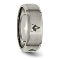 thumbnail image 4 of Chisel Titanium Brushed and Polished Masonic Laser Design 8mm Beveled Edge Band, 4 of 7