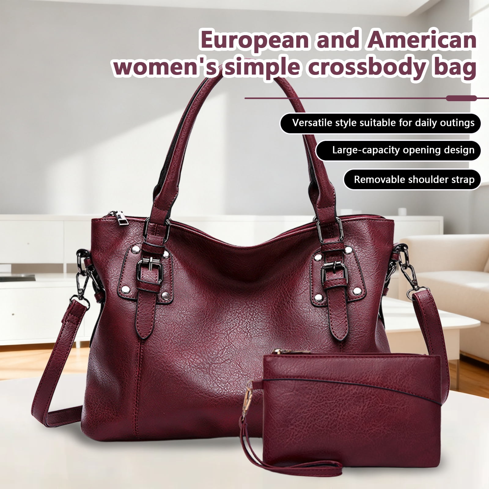 Arcticwind Handheld women's bag,Fashion Crossbody Large Capacity Bag for Women,with Change Purse,Top Handle Bags,Soft PU Leather Multi-Pocket Shoulder Bag Handbag with Adjustable Strap,Purple