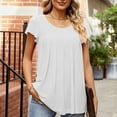 thumbnail image 4 of Fesfesfes Athletic Shirts Women's Summer Fashion Color Cotton Linen Short-sleeved Roundneck Loose Casual Tops Women's Bodysuit Tops 6(M), 4 of 4