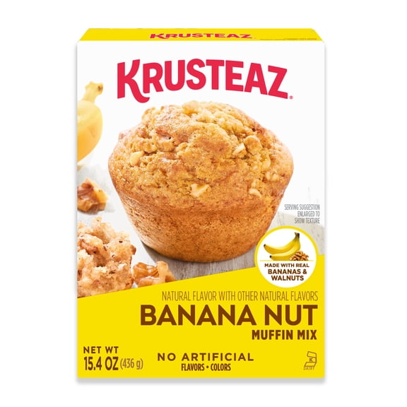 Krusteaz Banana Nut Muffin Mix, Banana Nut Muffins Made With Real Bananas and Real Walnuts, 15.4 oz Box