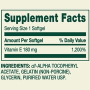 Spring Valley Vitamin E Dietary Supplement Softgels for Heart Health, 180 mg, 200 Count Twin Pack
