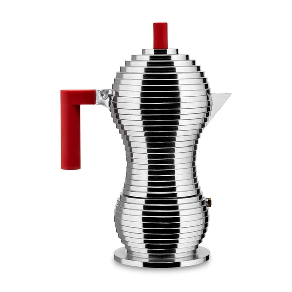 Alessi MDL02/6 R Pulcina - Cafetera de 6 tazas con mango y perilla de fundición de aluminio en Pa, r