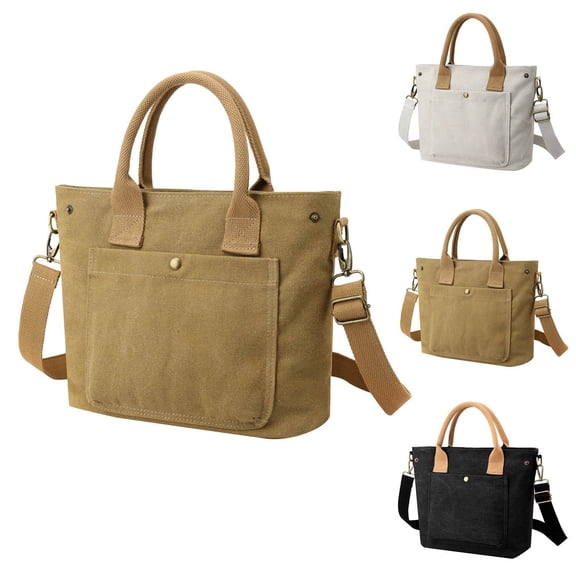 ibiyuan Canvas Tote Bag For Women Women Retro Solid Color Canvas Messenger Bag Fashion Casual One Shoulder Daily Travel Shopping Handbag