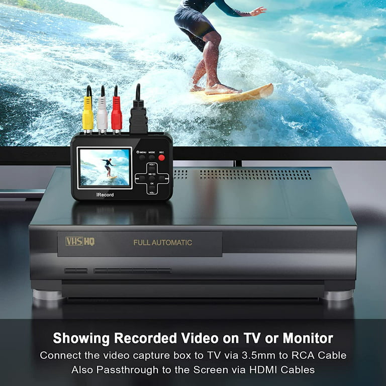 DIGITNOW Convertidor de video a digital, convertidor VHS a digital para  capturar video de VCR, cintas VHS, Hi8, videocámara, DVD, TV Box y sistemas  de