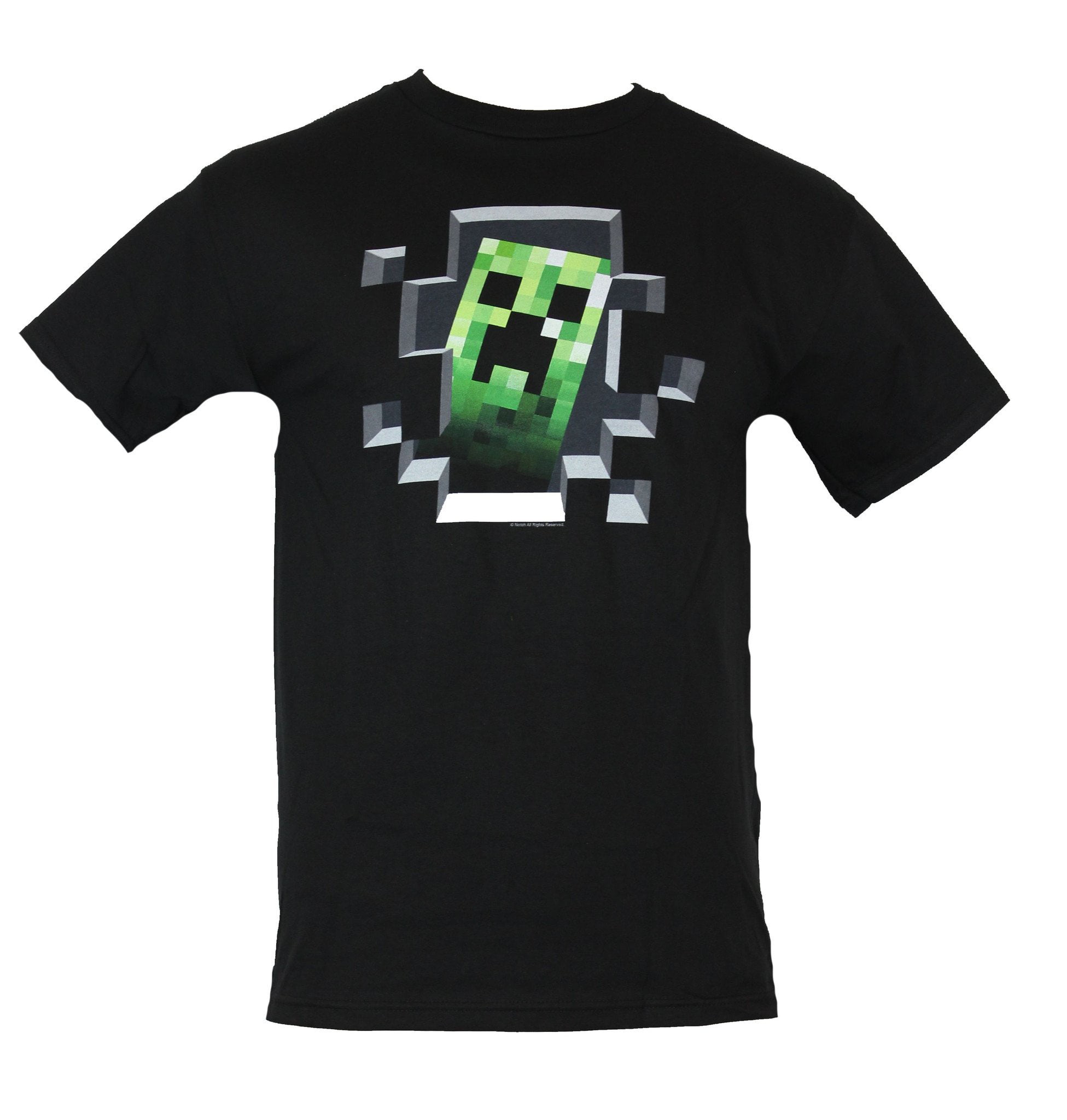 Minecraft Mens T-Shirt - Creeper Popping Through a Hole Image (X-Small)