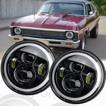 2x 7" Halo LED Headlights Hi/Lo Beam Sealed For Chevrolet Chevy Nova 1963-1978