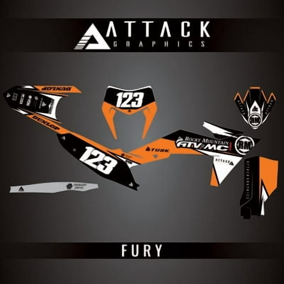 Attack Graphics Custom Fury Complete Bike Graphics Kit for KTM 150 XC-W (Fuel Injected) 2024