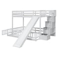 thumbnail image 5 of Harper & Bright Designs Floor Bunk Bed Twin Over Full with Storage Staircase, Solid Wood Bunk Bed with Slide and Guardrail, White, 5 of 9