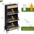 thumbnail image 3 of Qinaqin Rattan Shoe Gabinete con 3 Vuelco Puerta 1 Cajón de Profundidad Madera Free Pie Racks Organizador Almacenamiento Rack para Entryway cm Alturaallway, 3 of 6