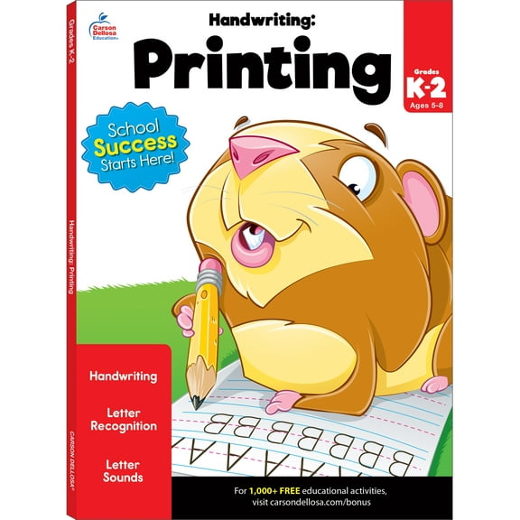 Brighter Child Handwriting: Printing Workbook (80 pages) Grade K-2