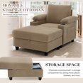 thumbnail image 4 of Lunale Accent Chair with Storage Ottoman & Adjustable Backrest, Chaise Lounge Chair Indoor with USB, Living Room Reading Armchair, Camel, 4 of 10