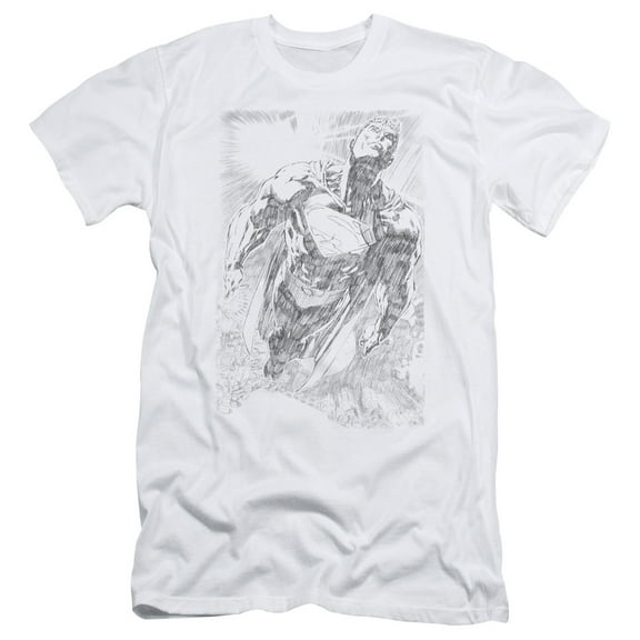 Superman Exploding Space Sketch Adult 30/1 T-Shirt White