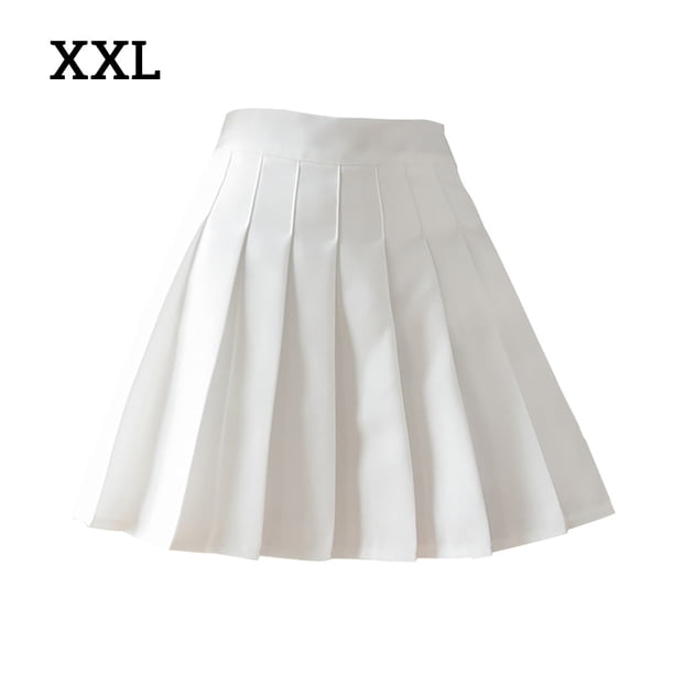 Falda plisada Mini uniforme de colegiala de tenis de cintura alta con pantalones cortos, blanco, XXL Sweethay AP001094-05