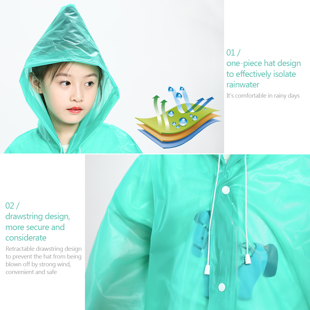 moobody Children's Raincoat Thickened Waterproof Girls Boy Rain Coat Kids Clear Transparent Hooded Rain Coats Rainwear Suit - image 5 of 5