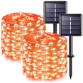 thumbnail image 3 of JMEXSUSS Paquete de 2 luces solares de Halloween de color naranja, 33 pies, 100 luces LED solares para exteriores, luces solares impermeables para árbol, patio, jardín, decoraciones de Acción de Graci, 3 of 4