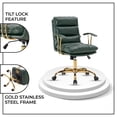 thumbnail image 4 of LeisureMod Regina Modern Padded Leather Executive Office Chair in Pine Green, 4 of 12