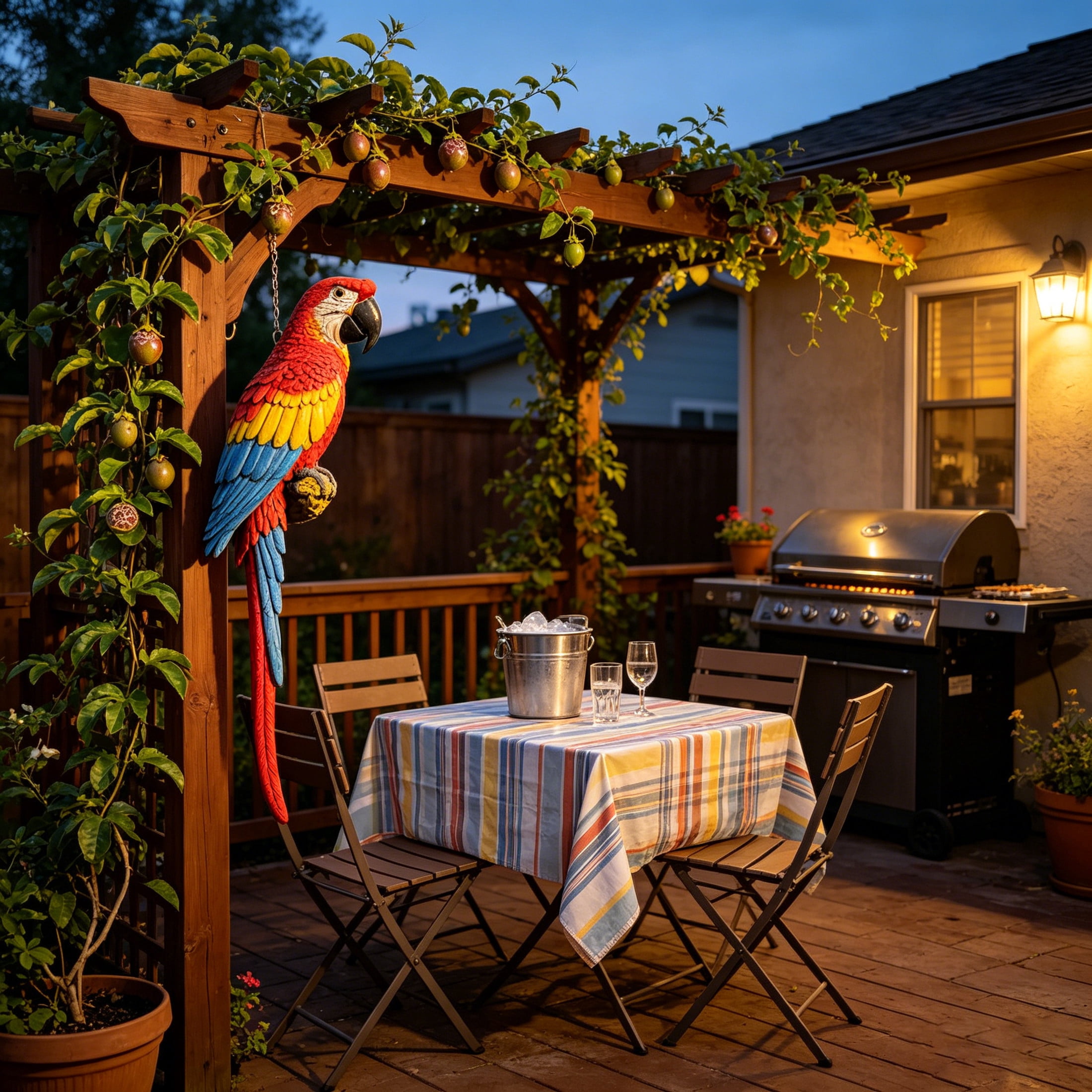 GDF Studio Lifelike Hand-Painted Scarlet Macaw Resin Parrot Statue, Weatherproof Tropical Outdoor Sculpture Figurine